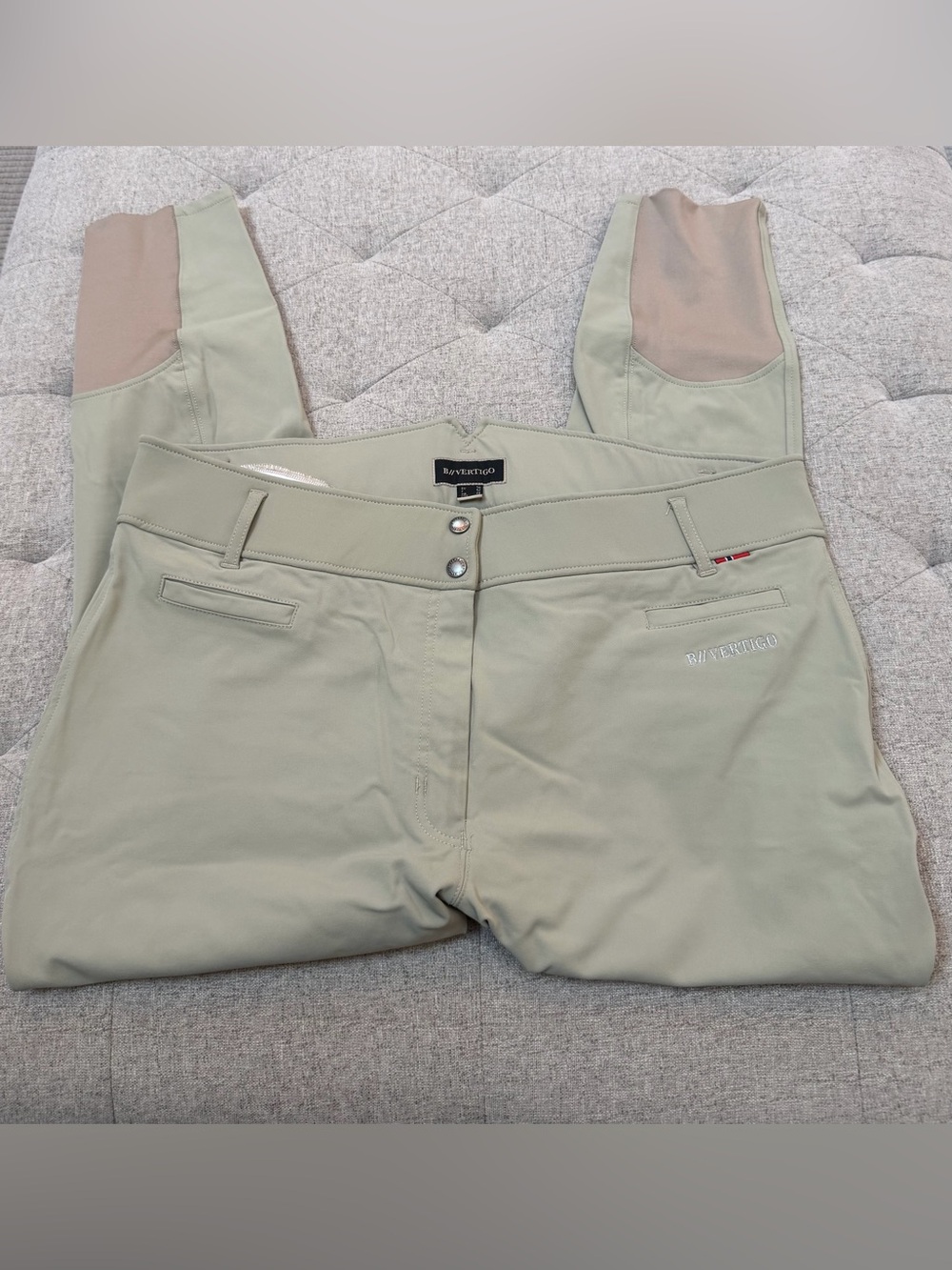 EUC B VERTIGO TAN HIGH WAISTED SILICONE KNEE PATCH BREECHES SIZE 38 us